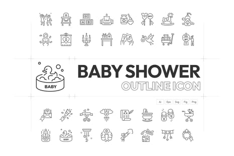 Baby Shower Vector Icons