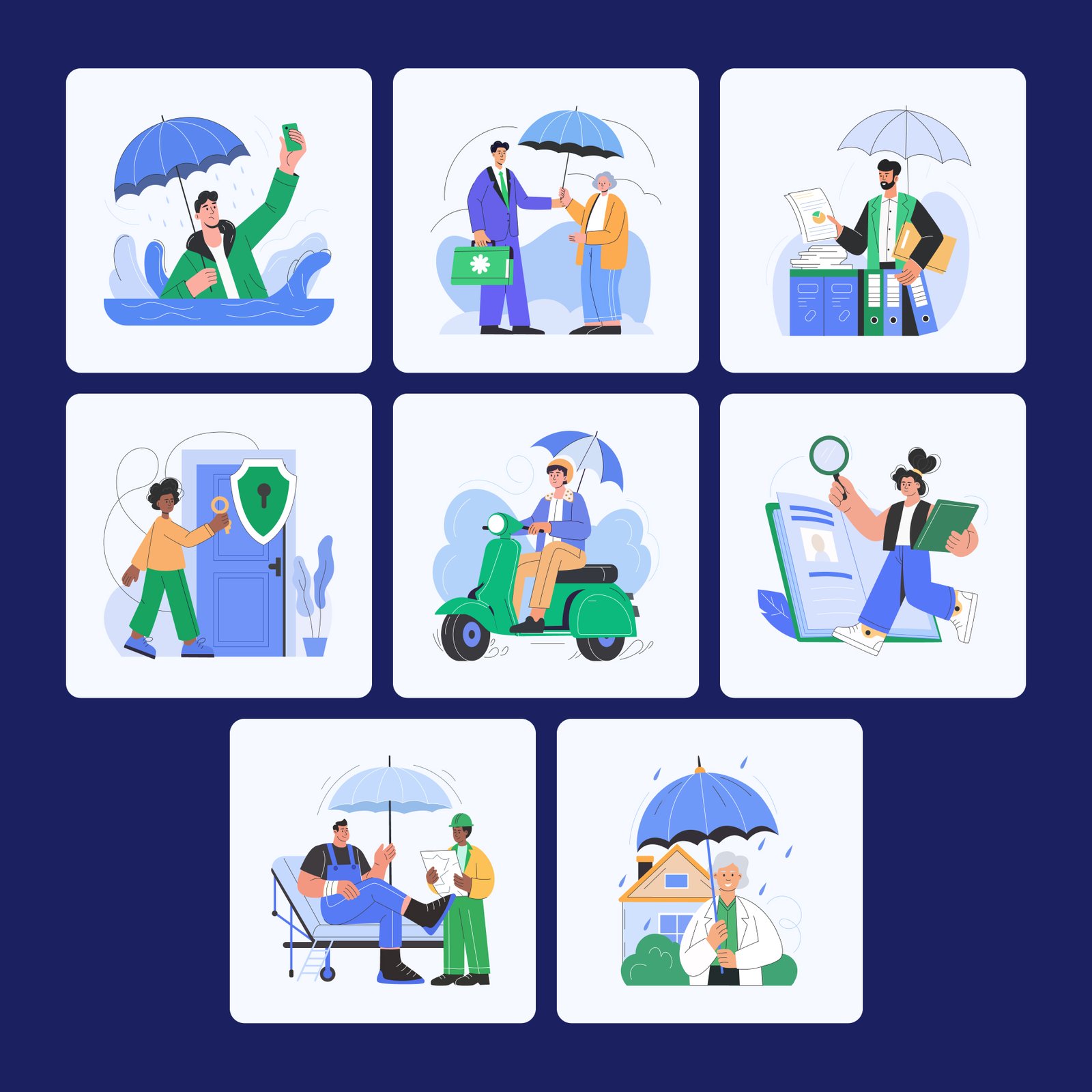 Insurance Illustration Art Set