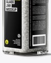 Square Glass Jar with Coarse Sea Salt Mockup