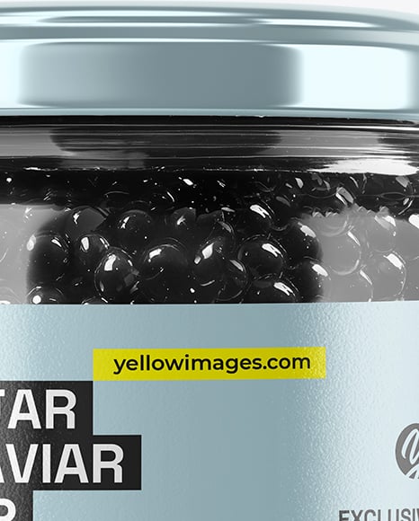Glass Jar with Black Caviar Mockup