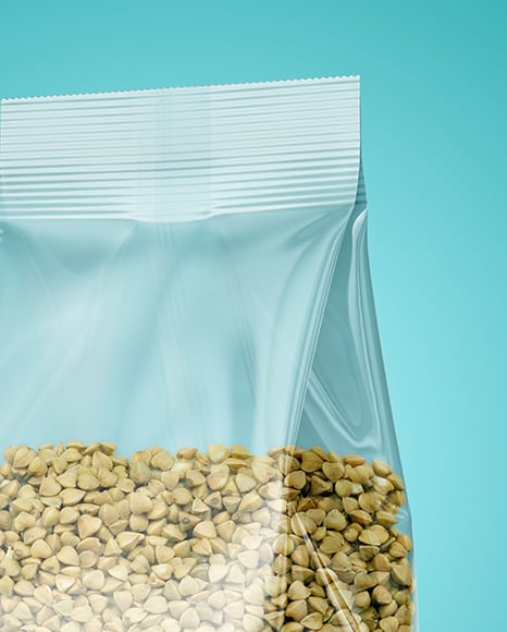 Transparent Package with Green Buckwheat Mockup