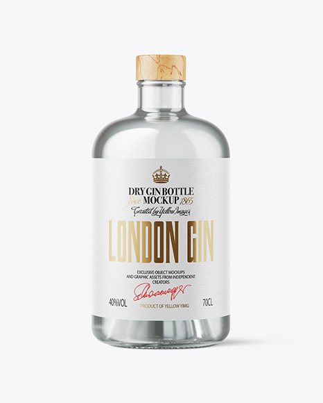 Dry Gin Bottle with Wooden Cap Mockup
