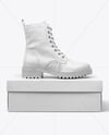 Women's Combat Boot on Shoe Box Mockup