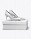 Pair of Pumps with Shoe Box Mockup
