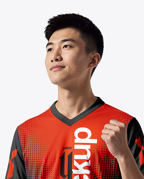 Asian Man Wearing Full Table Tennis Kit Mockup