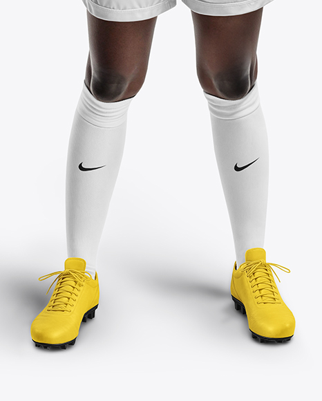 A Black Woman Wearing a Full Soccer Kit with a Ball Mockup
