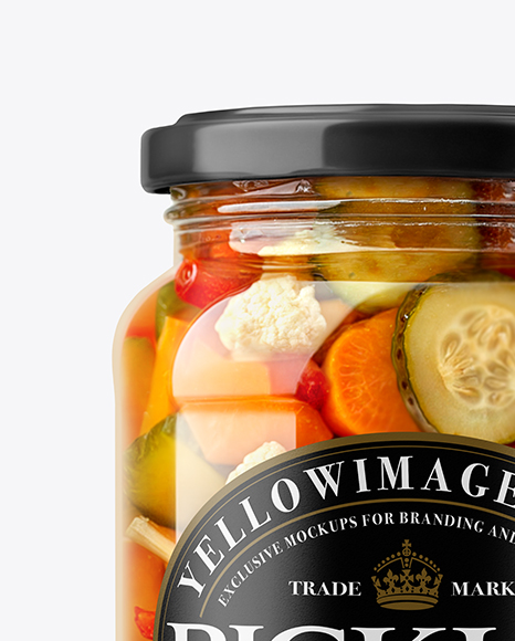 Glass Jar with Giardiniera Pickled Vegetables Mockup