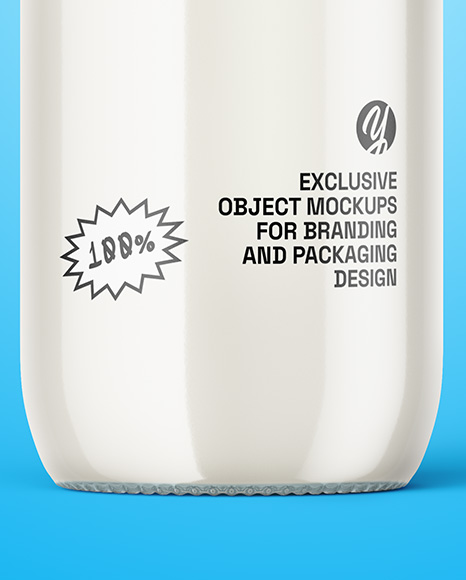 Clear Glass Bottle With Milk Mockup