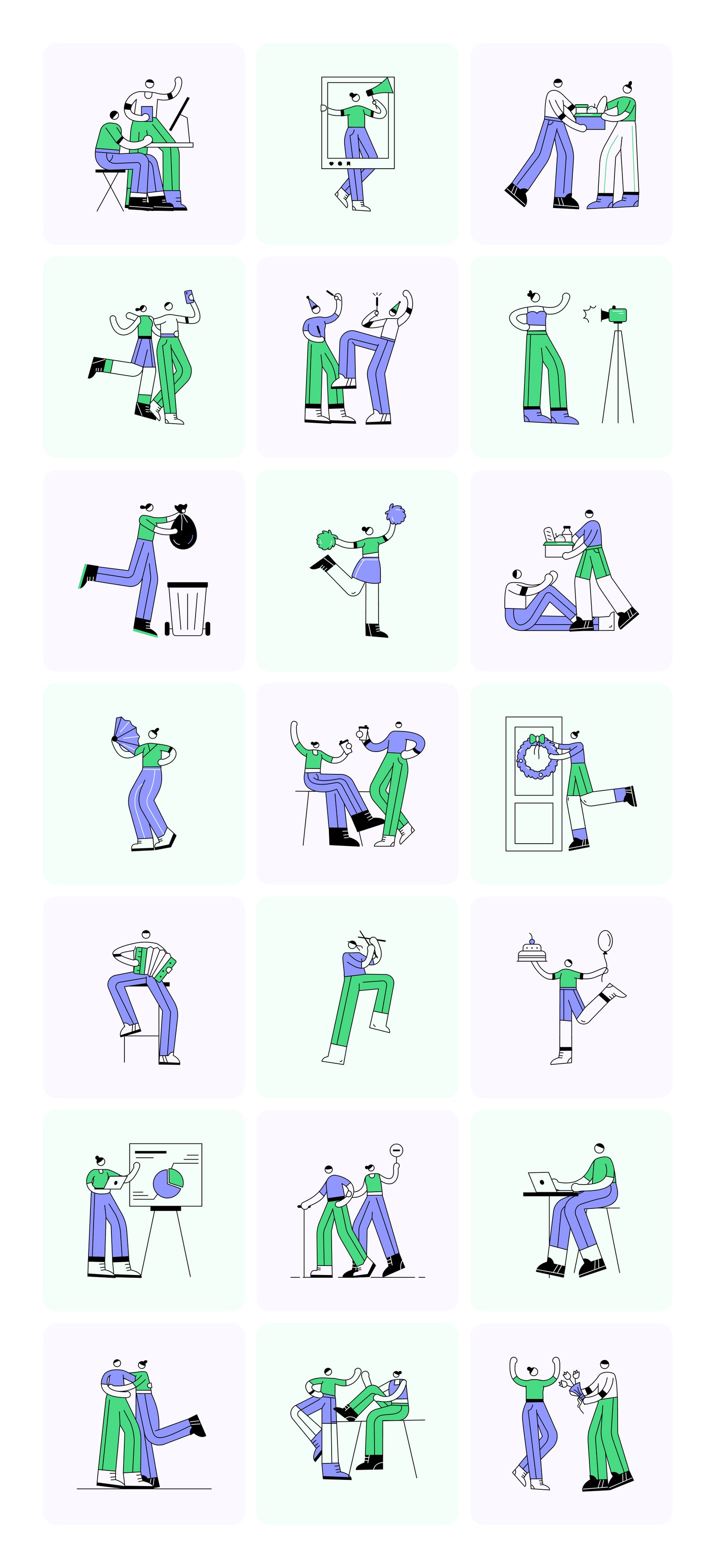 People and Places Illustration Set