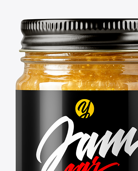 Clear Glass Jar with White Grape Jam Mockup