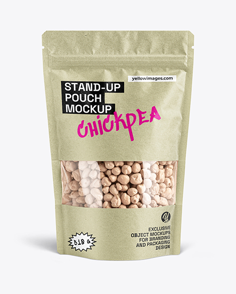 Kraft Stand-up Pouch with Chickpea Mockup - Coffee pouch mockup