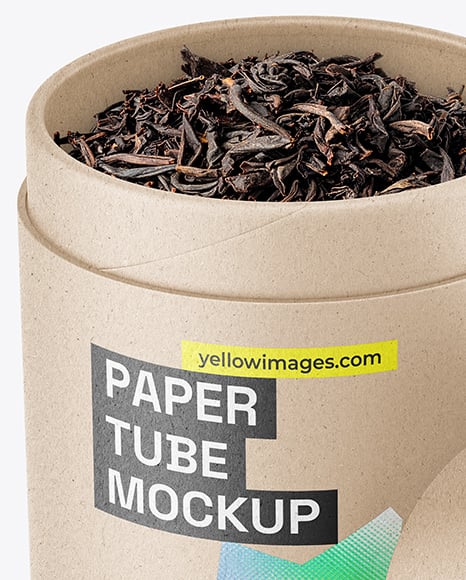 Kraft Paper Tube with Tea Mockup