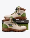 Hiking Boots with Shoe Box Mockup