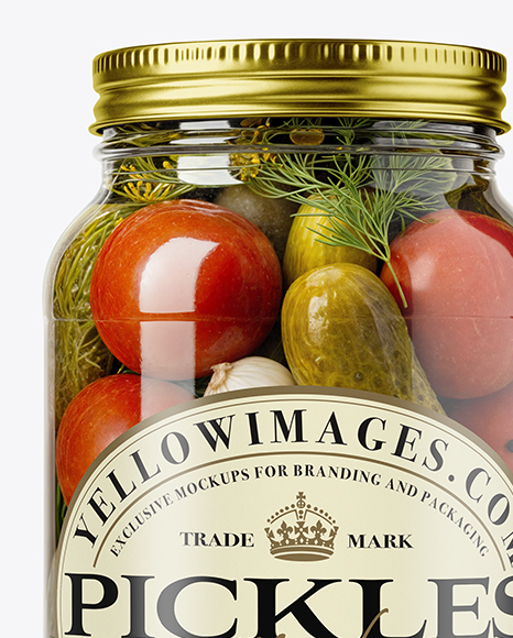 Glass Jar Filled Pickles and Pickled Tomatoes Mockup