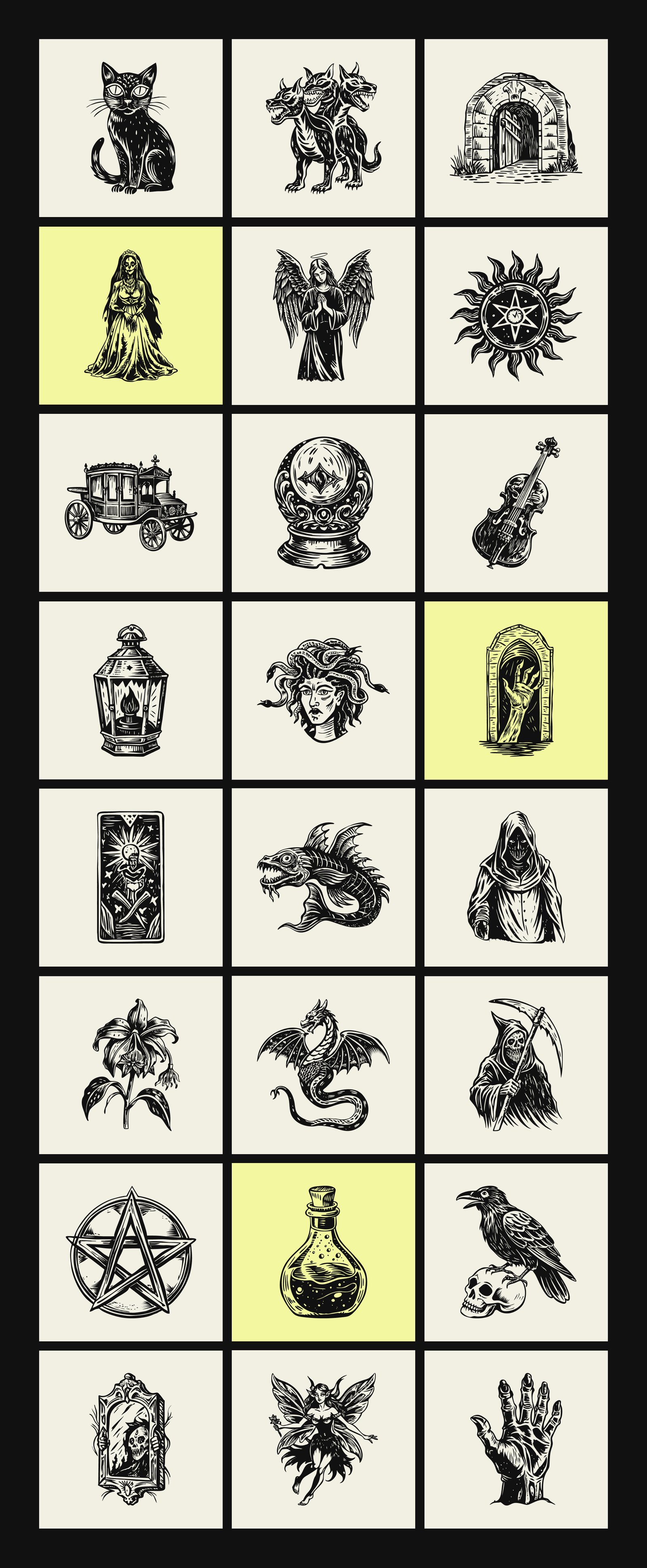 Vintage Gothic Illustration Art Set