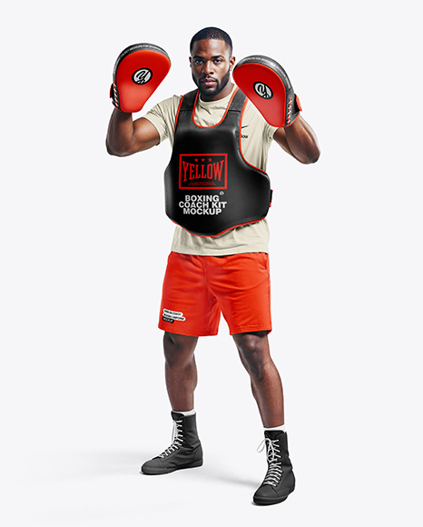 Afro-American Man Wearing Coach Boxing Kit Mockup