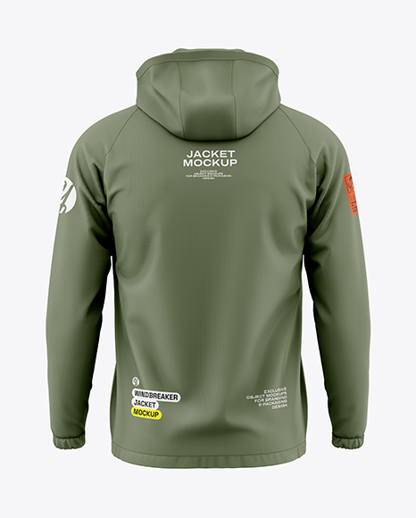 Men's Anorak Windbreaker Jacket Mockup - Back View