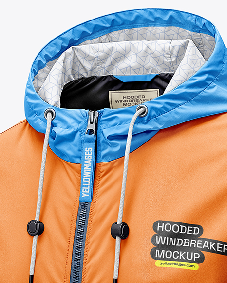 Hooded Windbreaker Jacket Mockup - Half Side View