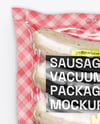 Glossy Plastic Flow-Pack with Sausages Mockup