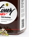 Square Glass Jar with Buckwheat Honey Mockup