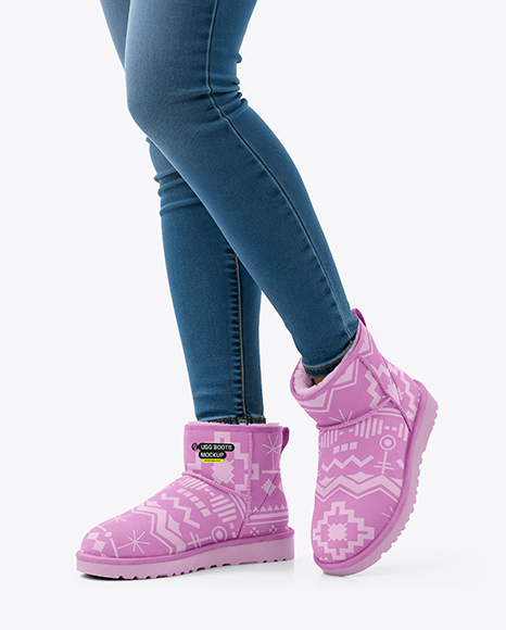 Pair of UGG Boots on Woman's Legs Mockup - Jeans mockup
