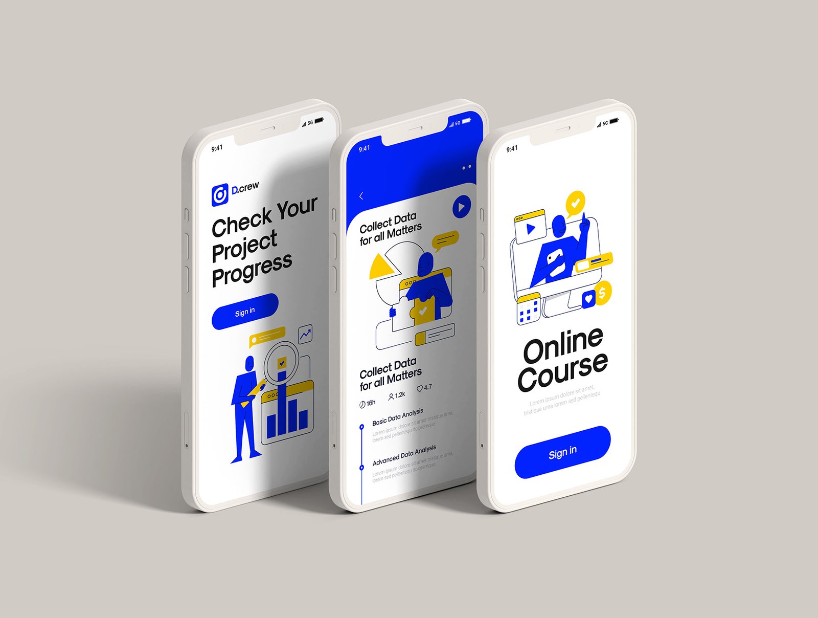 Flat Business Illustration Pack – Bold Blue &amp; Yellow