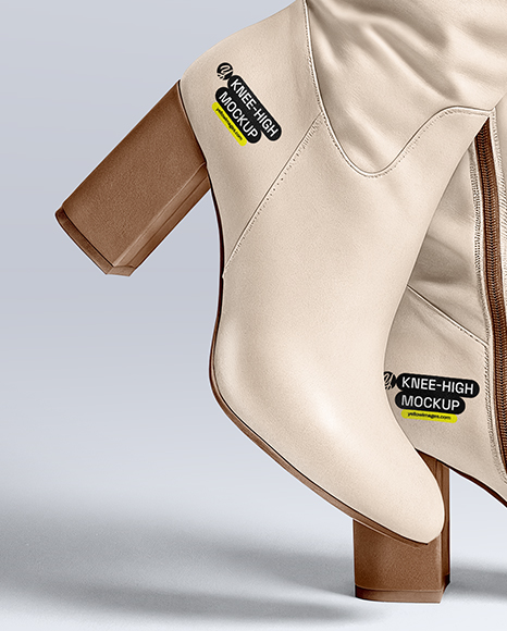 Pair of High-Knee Boots on Women's Legs with Jeans Mockup