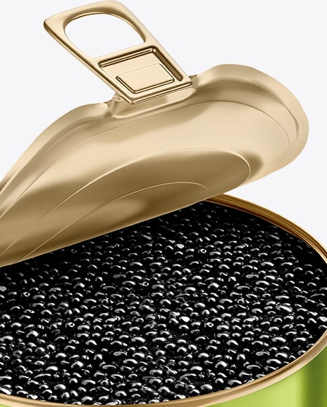 Opened Tin Can w/ Black Caviar Mockup