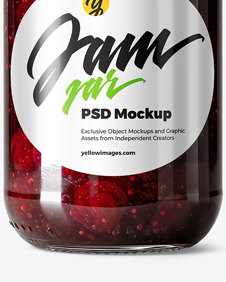 Clear Glass Jar with Cherry Jam Mockup