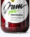 Clear Glass Jar with Cherry Jam Mockup
