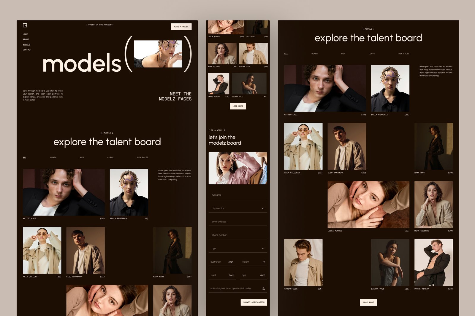 Modelz – Talent &amp; Model Agency Website UI Figma Template