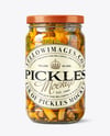 Glass Jar with Chanterelles Mushrooms Mockup