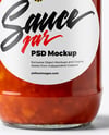 Clear Glass Jar with Tomato Salsa Mockup