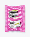 Glossy Plastic Flow-Pack with Sausages Mockup