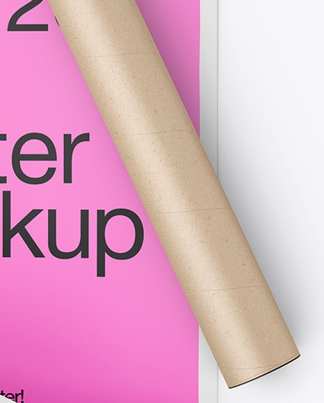 Poster with Kraft Paper Tube Mockup