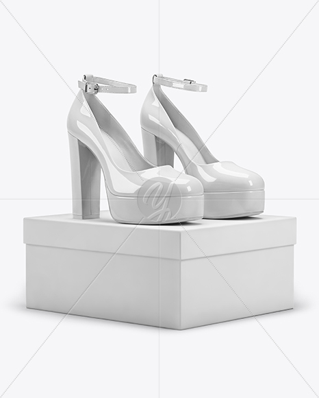 Platform Heels with Shoe Box Mockup