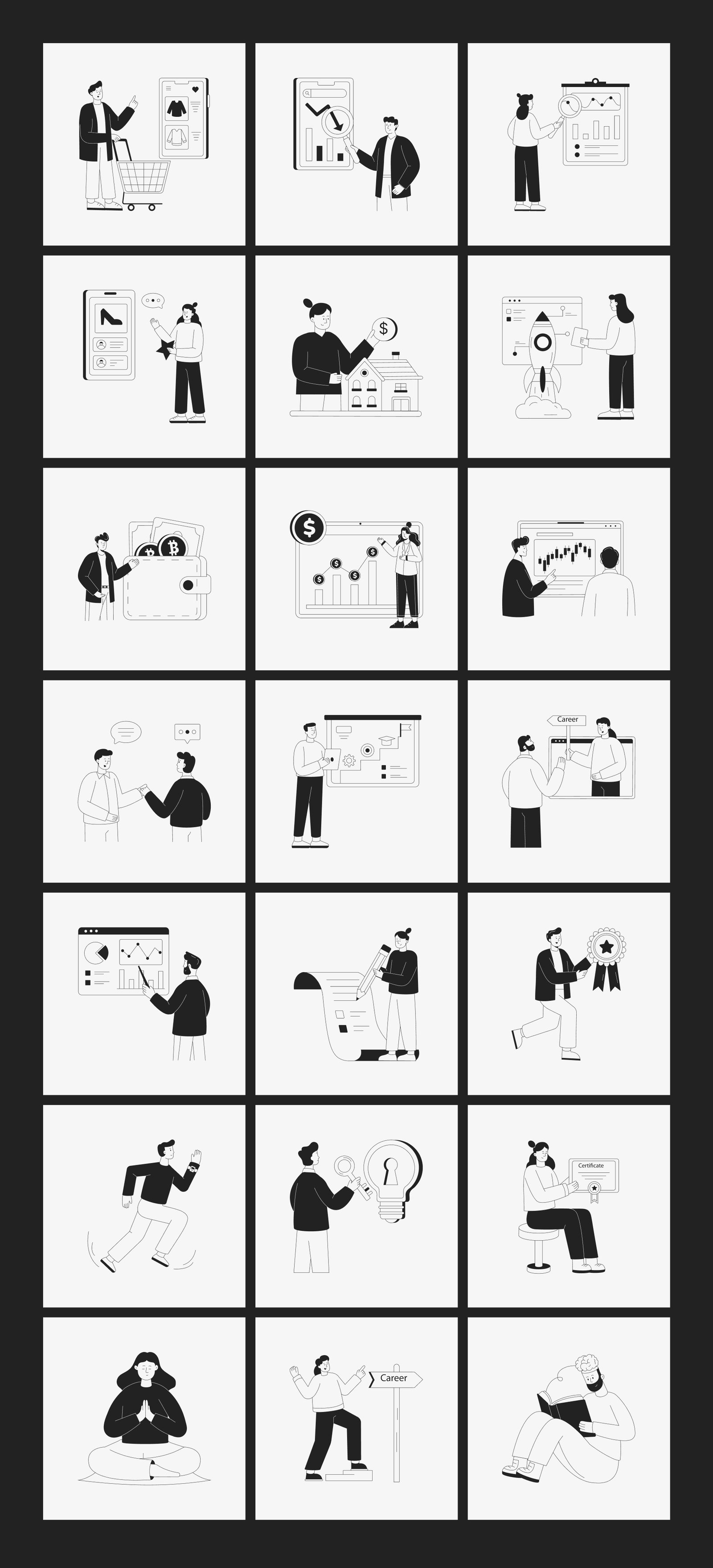 Knowledge and Growth Illustrations Bundle