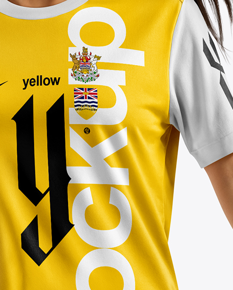Woman Wearing Soccer Jersey and Shorts Mockup