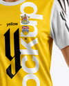 Woman Wearing Soccer Jersey and Shorts Mockup