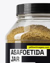 Clear Plastic Jar with Asafoetida Spice Mockup