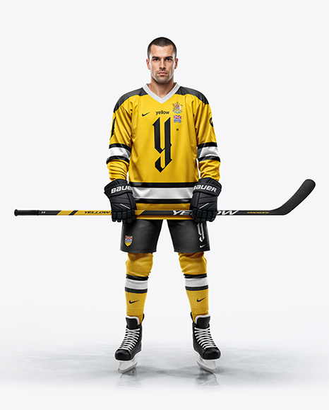 Man Wearing Full Hockey Kit Mockup