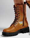 Combat Boots on Women's Legs with Dress Mockup