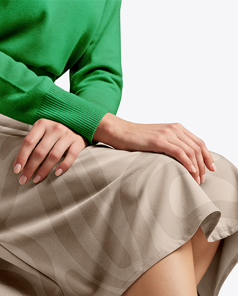 Woman Wearing Sneakers and Skirt Mockup