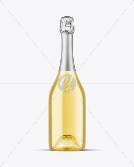 Clear Glass White Champagne Bottle Mockup