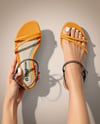 Strappy Sandals on Women's Legs Mockup