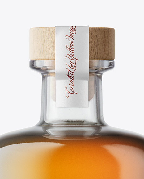 Whiskey Bottle with Wooden Cap Mockup