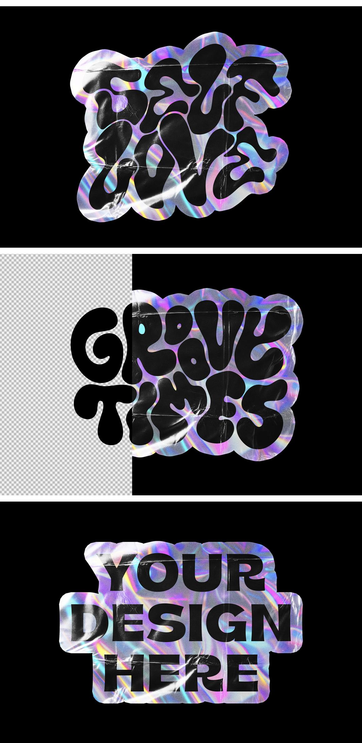 Holo Wrinkle Sticker Mockup