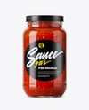 Glass Jar Filled Fermented Red Hot Pepper Sauce Mockup