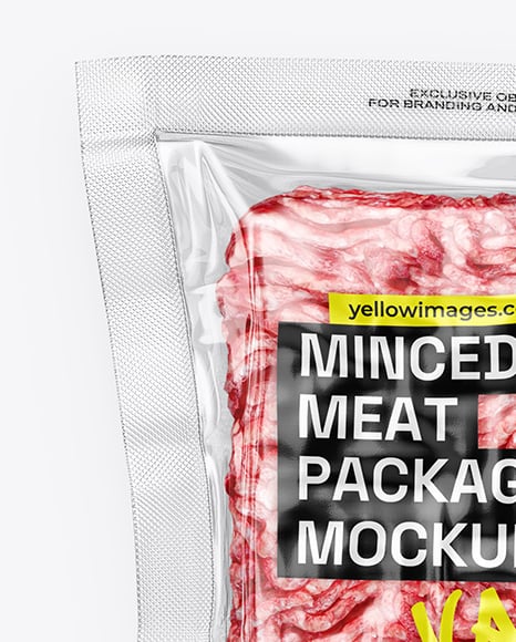 Clear Plastic Flow-Pack with Minced Meat Mockup