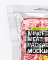 Clear Plastic Flow-Pack with Minced Meat Mockup